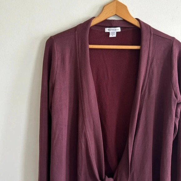 Athleta burgundy Maroon dance open front wrap soft knit cardigan size small - Picture 3 of 7
